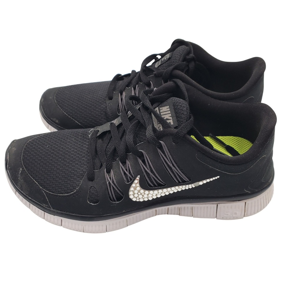 Nike Free 5.0 Womens 8.5 Black Rhinestone Bling Running Shoes 580591-002